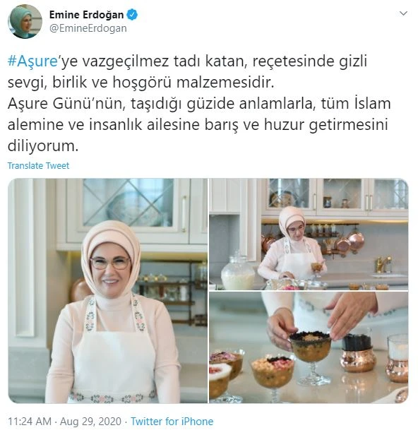 Emine Erdoğan'dan Aşure Günü paylaşımı